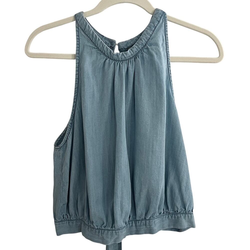 Thread and Supply Chambray Denim Halter Open Back Size M